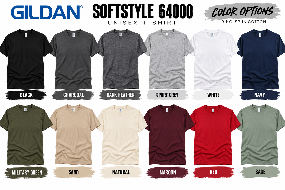 Custom Gildan Softstyle unisex shirt options from Rock Marketing HTX