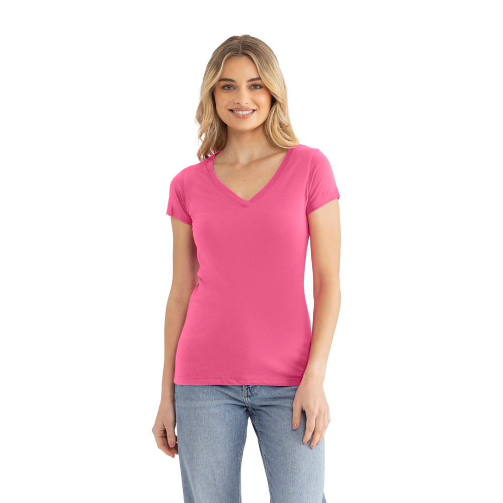 Next Level 1540 Women's Ideal V-Neck Tee - Hot Pink
