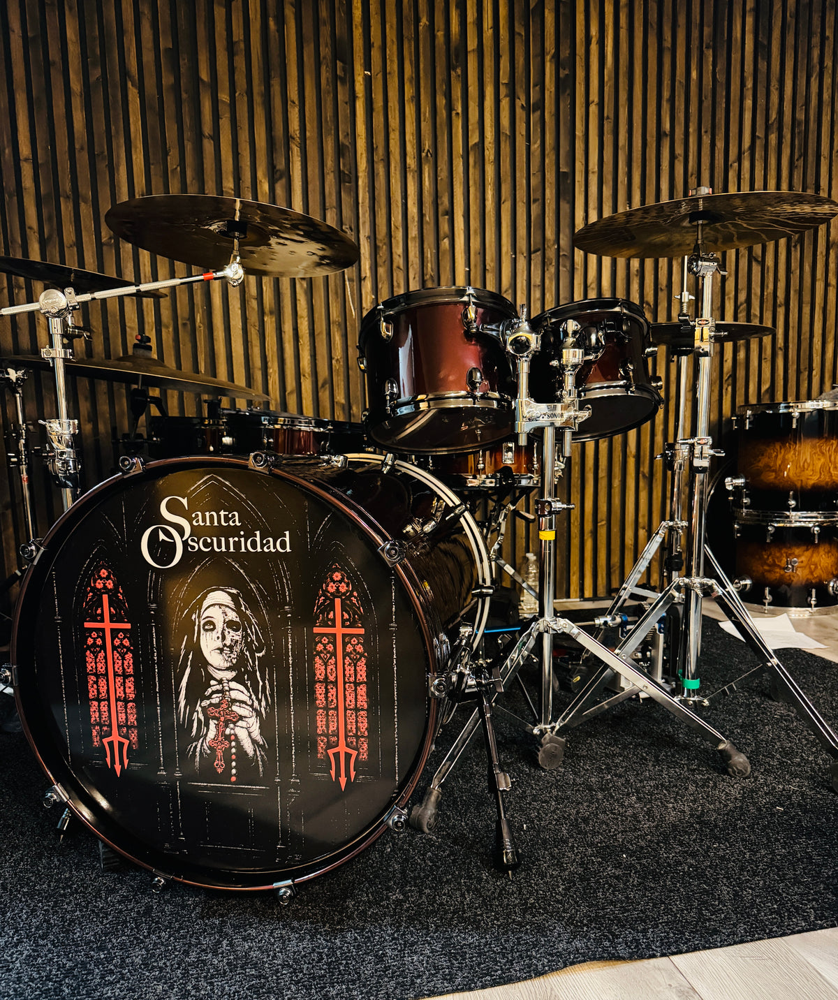 Professional custom drumhead decal by Rock Marketing HTX
