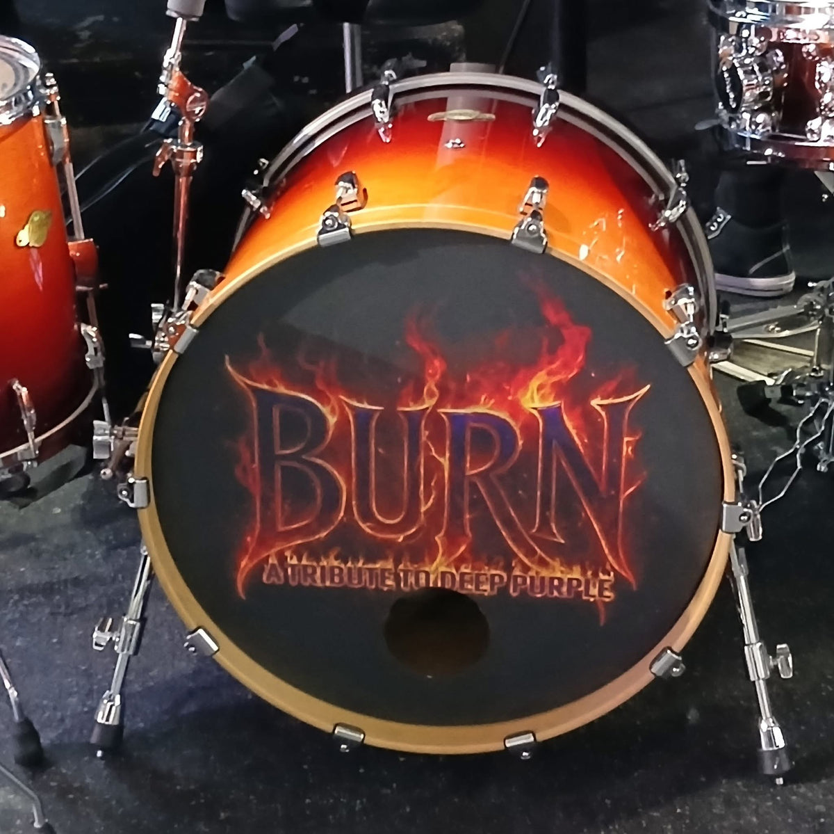 Custom vinyl drumhead graphic by Rock Marketing HTX