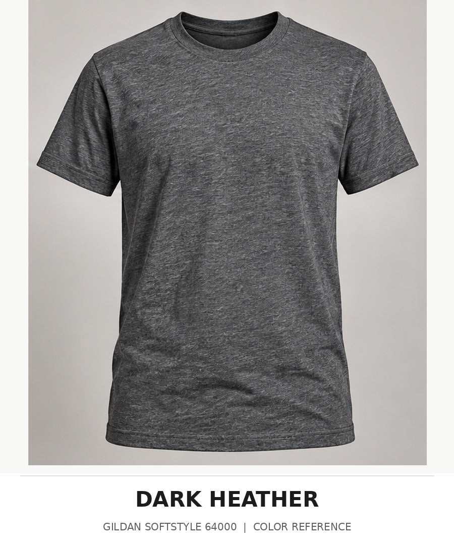 Illustrative Gildan Softstyle 64000 blank T-shirt mockup in Dark Heather